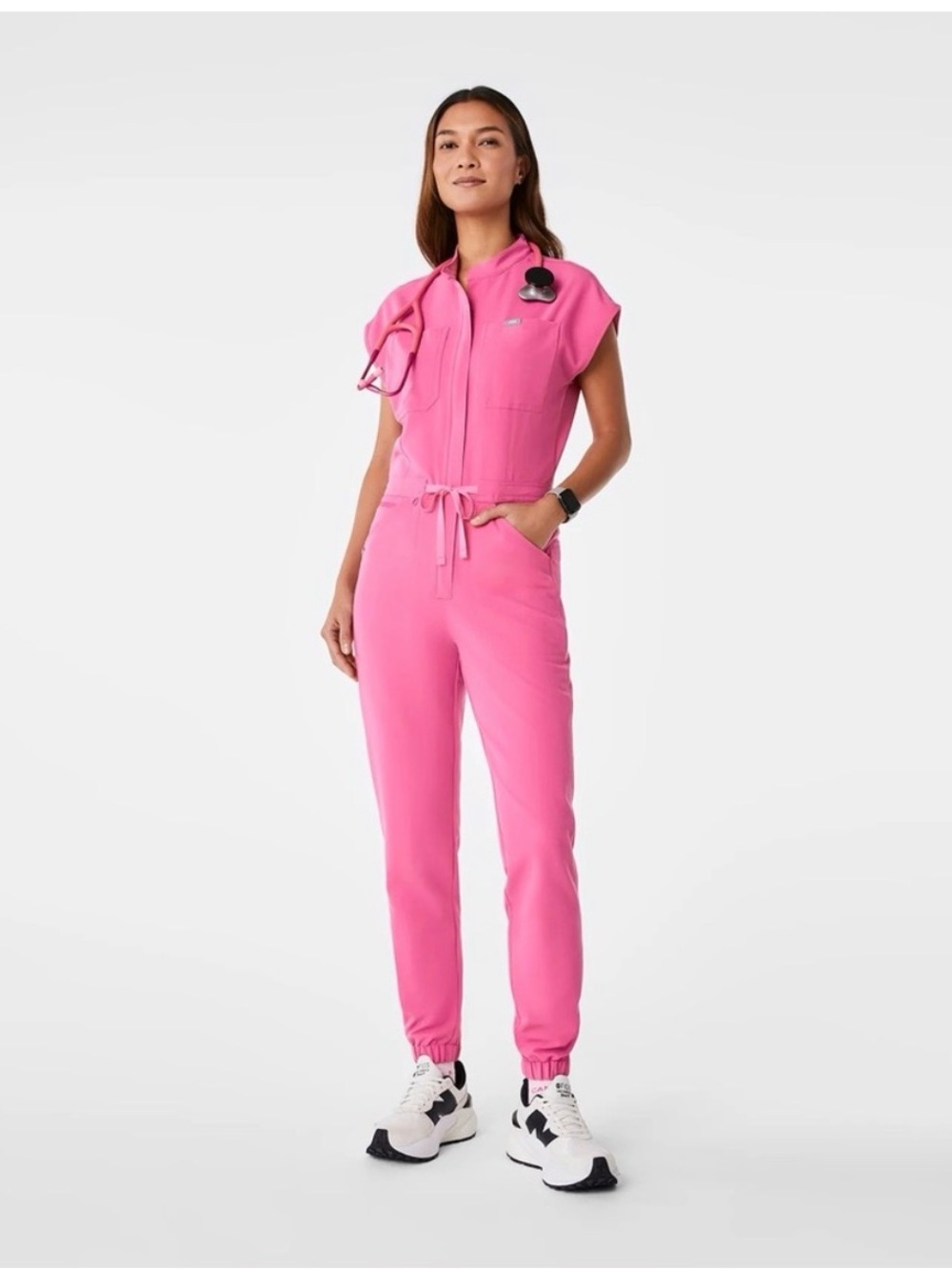 Figs Rafaela scrub jumpsuit F’ing Pink